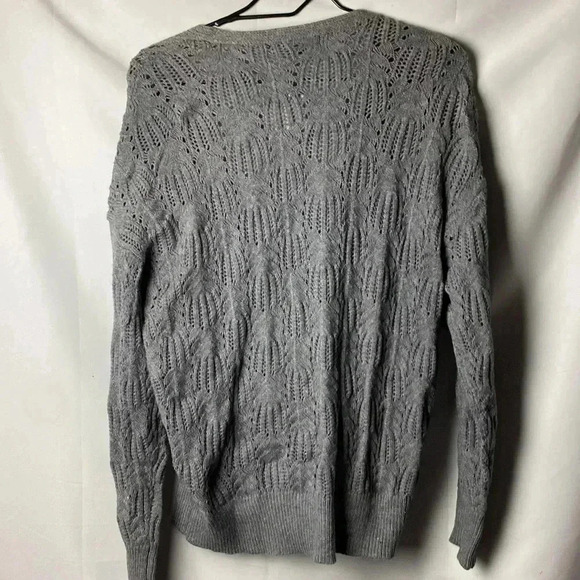 NWT MEROKEETY WO SIZE LARGE GRAY FAUX WRAP SWEATER OPEN WEAVE DESIGN SOFT - Picture 8 of 11